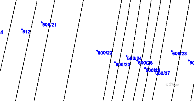 Parcela st. 600/22 v KÚ Bojenice, Katastrální mapa