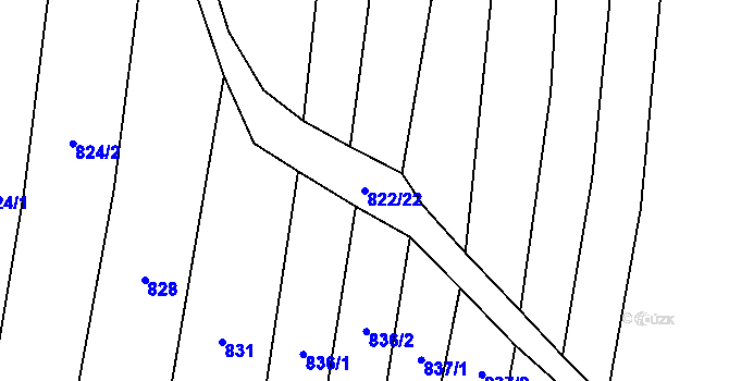 Parcela st. 822/22 v KÚ Bojenice, Katastrální mapa