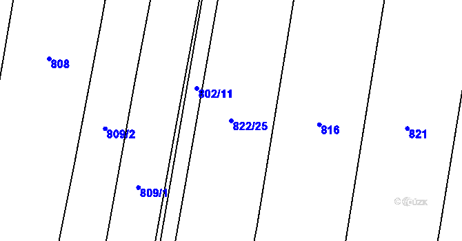 Parcela st. 822/25 v KÚ Bojenice, Katastrální mapa