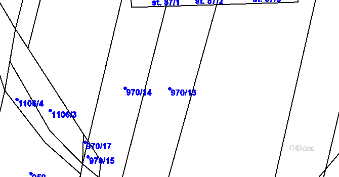 Parcela st. 970/13 v KÚ Bojenice, Katastrální mapa