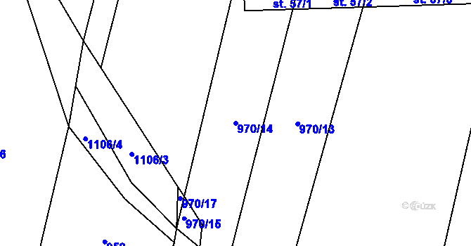 Parcela st. 970/14 v KÚ Bojenice, Katastrální mapa