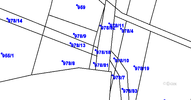 Parcela st. 978/18 v KÚ Bojenice, Katastrální mapa