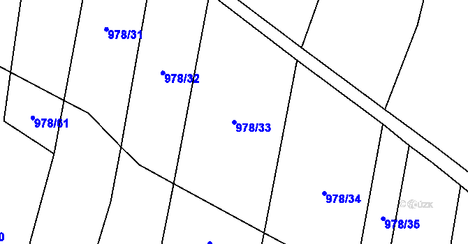 Parcela st. 978/33 v KÚ Bojenice, Katastrální mapa