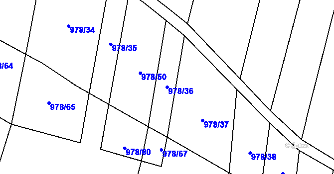 Parcela st. 978/36 v KÚ Bojenice, Katastrální mapa