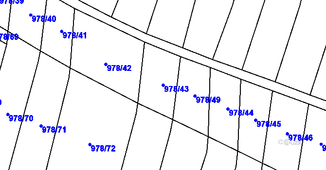 Parcela st. 978/43 v KÚ Bojenice, Katastrální mapa