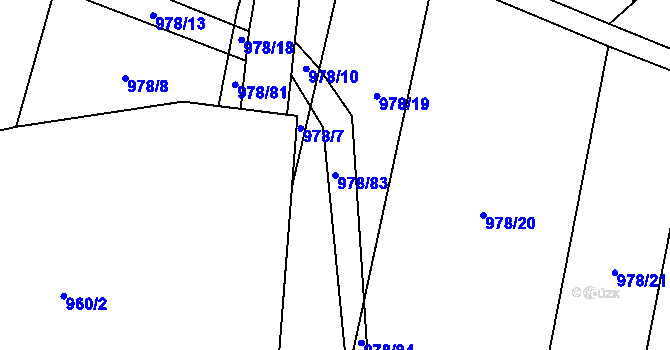 Parcela st. 978/83 v KÚ Bojenice, Katastrální mapa
