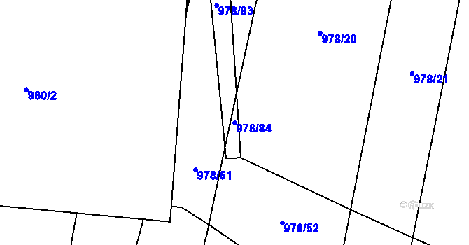 Parcela st. 978/84 v KÚ Bojenice, Katastrální mapa