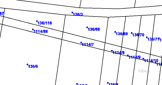 Parcela st. 1114/7 v KÚ Bojenice, Katastrální mapa