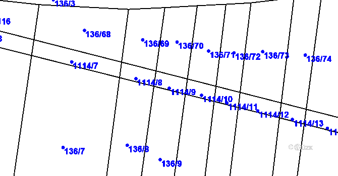 Parcela st. 1114/9 v KÚ Bojenice, Katastrální mapa