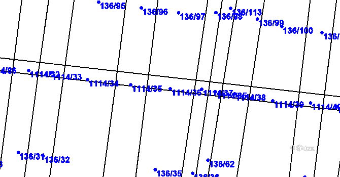 Parcela st. 1114/36 v KÚ Bojenice, Katastrální mapa