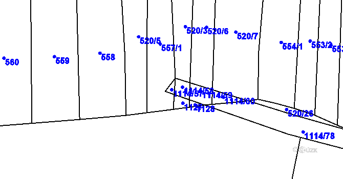 Parcela st. 1114/57 v KÚ Bojenice, Katastrální mapa