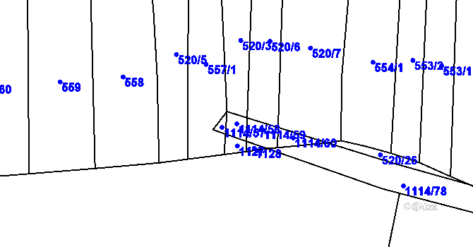 Parcela st. 1114/58 v KÚ Bojenice, Katastrální mapa