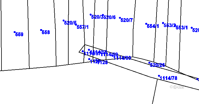 Parcela st. 1114/59 v KÚ Bojenice, Katastrální mapa