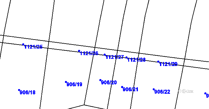 Parcela st. 1121/27 v KÚ Bojenice, Katastrální mapa