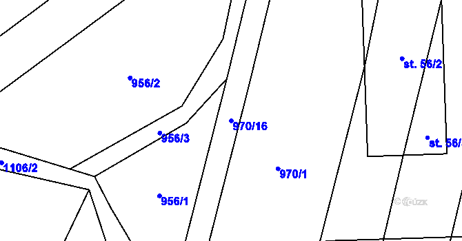 Parcela st. 970/16 v KÚ Bojenice, Katastrální mapa
