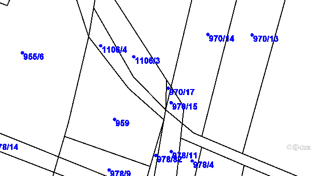 Parcela st. 970/17 v KÚ Bojenice, Katastrální mapa