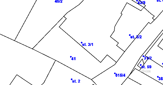 Parcela st. 3/1 v KÚ Zběšice, Katastrální mapa