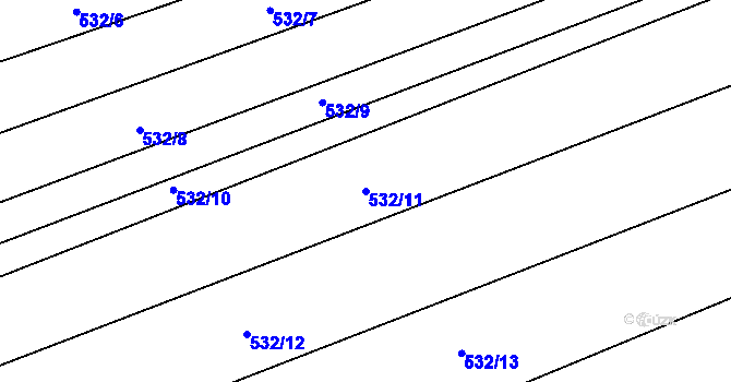 Parcela st. 532/11 v KÚ Zběšice, Katastrální mapa