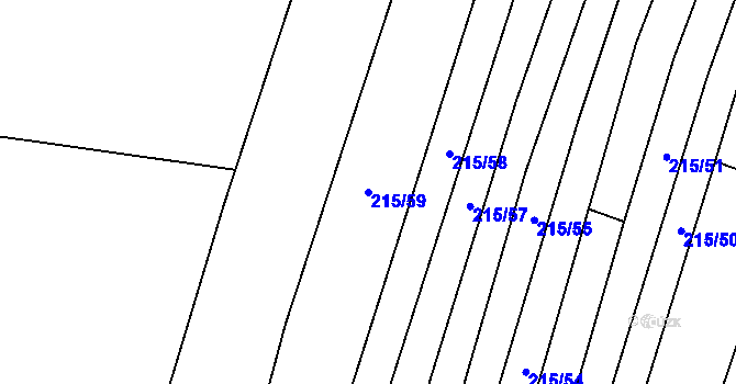 Parcela st. 215/59 v KÚ Zběšice, Katastrální mapa