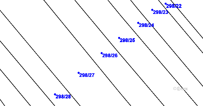 Parcela st. 298/26 v KÚ Zběšice, Katastrální mapa