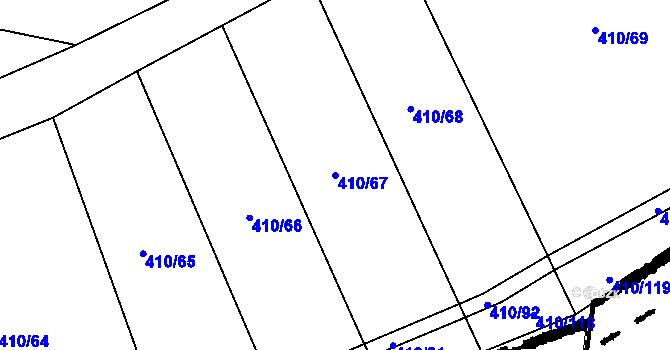Parcela st. 410/67 v KÚ Zběšice, Katastrální mapa