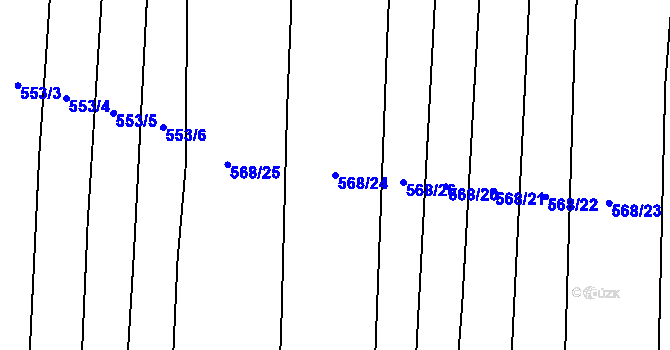 Parcela st. 568/24 v KÚ Zběšice, Katastrální mapa