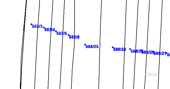 Parcela st. 568/25 v KÚ Zběšice, Katastrální mapa
