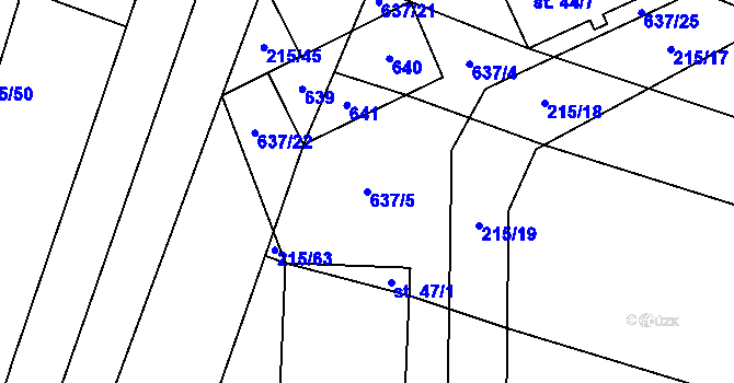 Parcela st. 637/5 v KÚ Zběšice, Katastrální mapa