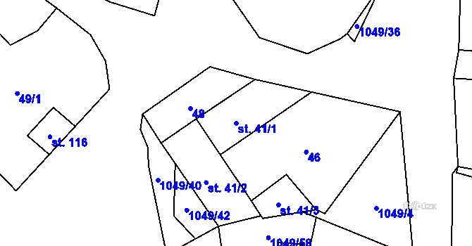 Parcela st. 41/1 v KÚ Bernartice u Stráže, Katastrální mapa