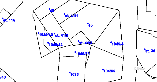 Parcela st. 41/3 v KÚ Bernartice u Stráže, Katastrální mapa