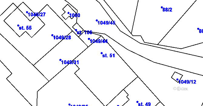 Parcela st. 51 v KÚ Bernartice u Stráže, Katastrální mapa