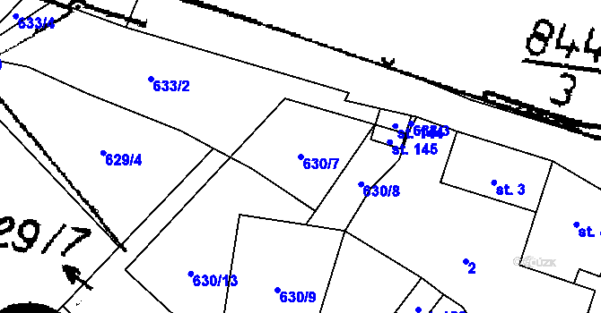 Parcela st. 630/7 v KÚ Bernartice u Stráže, Katastrální mapa