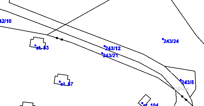 Parcela st. 243/21 v KÚ Borek u Tachova, Katastrální mapa