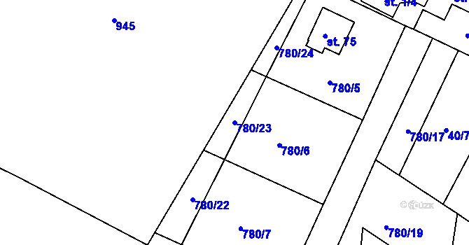 Parcela st. 780/23 v KÚ Borek u Tachova, Katastrální mapa