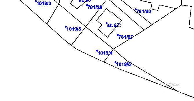 Parcela st. 1019/4 v KÚ Borek u Tachova, Katastrální mapa