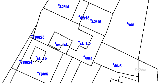 Parcela st. 1/3 v KÚ Borek u Tachova, Katastrální mapa