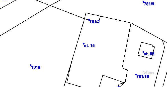 Parcela st. 15 v KÚ Borek u Tachova, Katastrální mapa