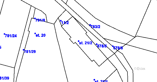 Parcela st. 21/2 v KÚ Borek u Tachova, Katastrální mapa