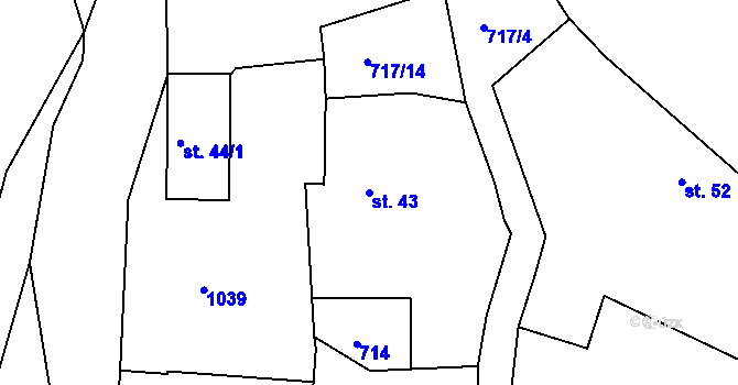 Parcela st. 43 v KÚ Borek u Tachova, Katastrální mapa