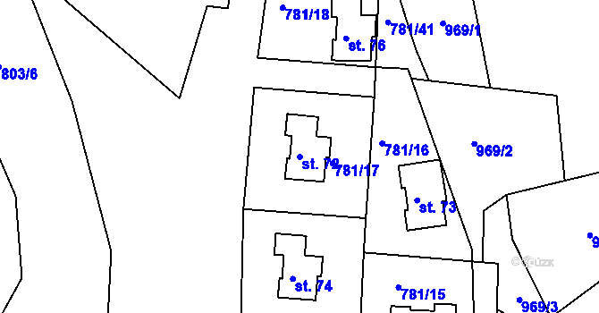 Parcela st. 72 v KÚ Borek u Tachova, Katastrální mapa