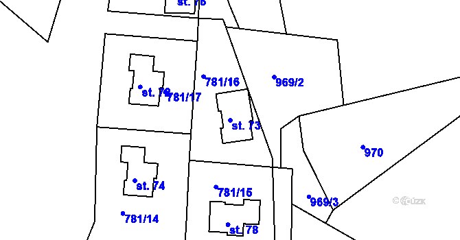 Parcela st. 73 v KÚ Borek u Tachova, Katastrální mapa