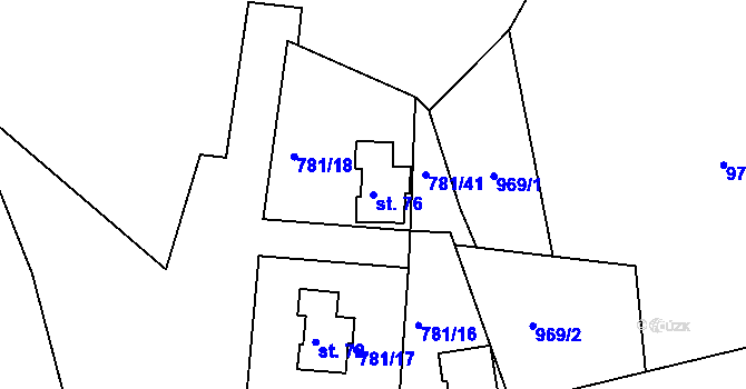 Parcela st. 76 v KÚ Borek u Tachova, Katastrální mapa