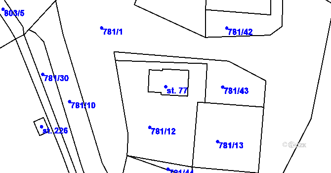 Parcela st. 77 v KÚ Borek u Tachova, Katastrální mapa
