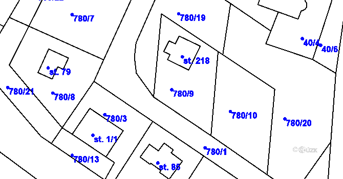 Parcela st. 780/9 v KÚ Borek u Tachova, Katastrální mapa