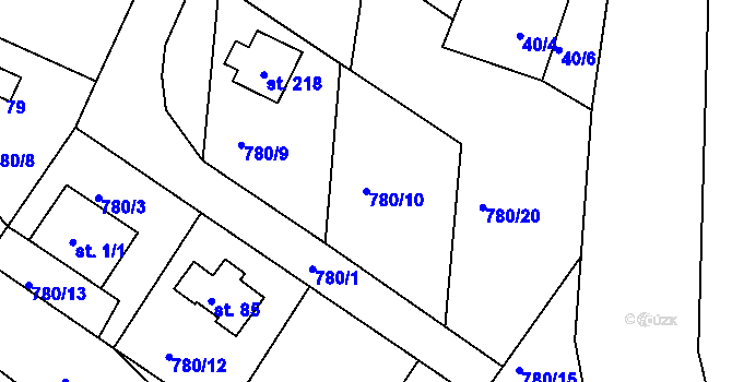 Parcela st. 780/10 v KÚ Borek u Tachova, Katastrální mapa