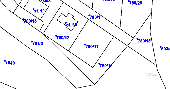 Parcela st. 780/11 v KÚ Borek u Tachova, Katastrální mapa