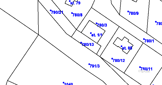Parcela st. 780/13 v KÚ Borek u Tachova, Katastrální mapa