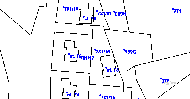 Parcela st. 781/16 v KÚ Borek u Tachova, Katastrální mapa