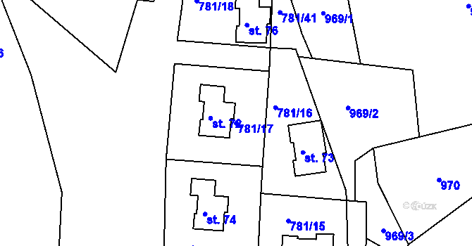 Parcela st. 781/17 v KÚ Borek u Tachova, Katastrální mapa