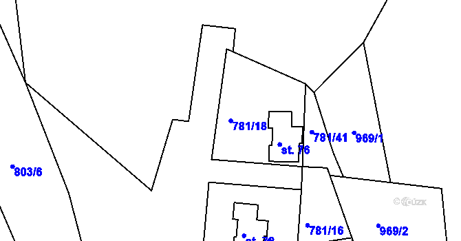 Parcela st. 781/18 v KÚ Borek u Tachova, Katastrální mapa